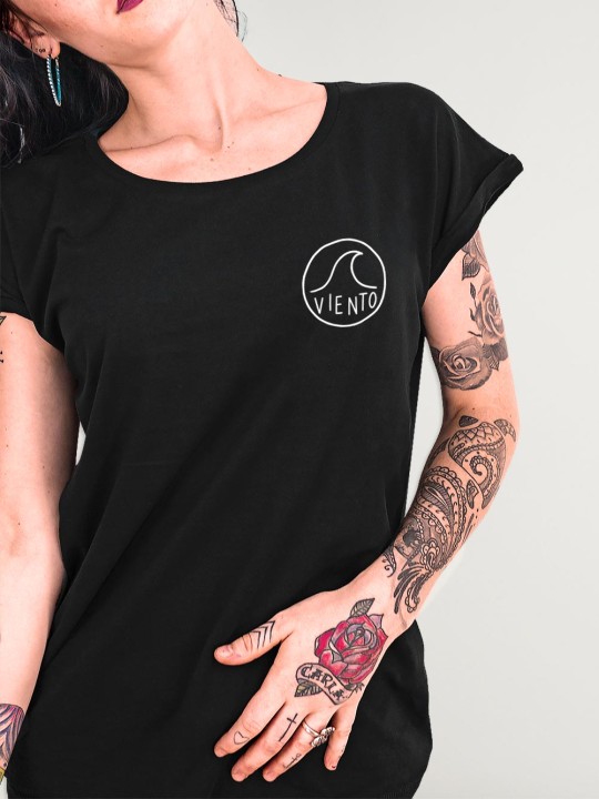 T-shirt Damen Schwarz Surf Logo