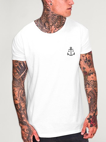 Camiseta de Hombre Cuello Abierto Blanca Anchor Fangs