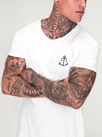 Camiseta de Hombre Cuello Abierto Blanca Anchor Fangs