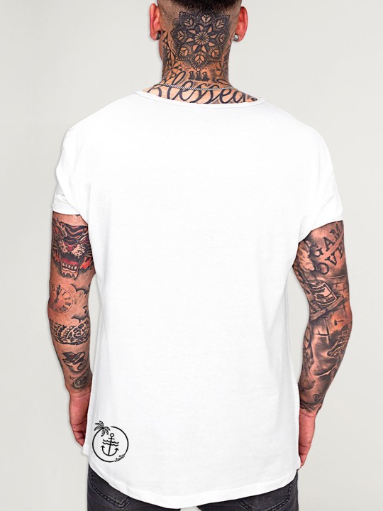 Camiseta de Hombre Cuello Abierto Blanca Anchor Fangs