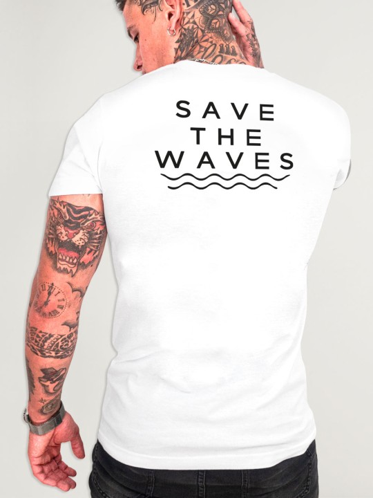 T-shirt Homme Blanc Backside Save The Waves