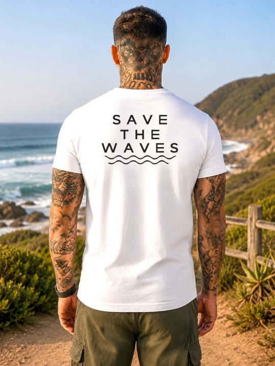 Maglietta Uomo Bianca Backside Save The Waves