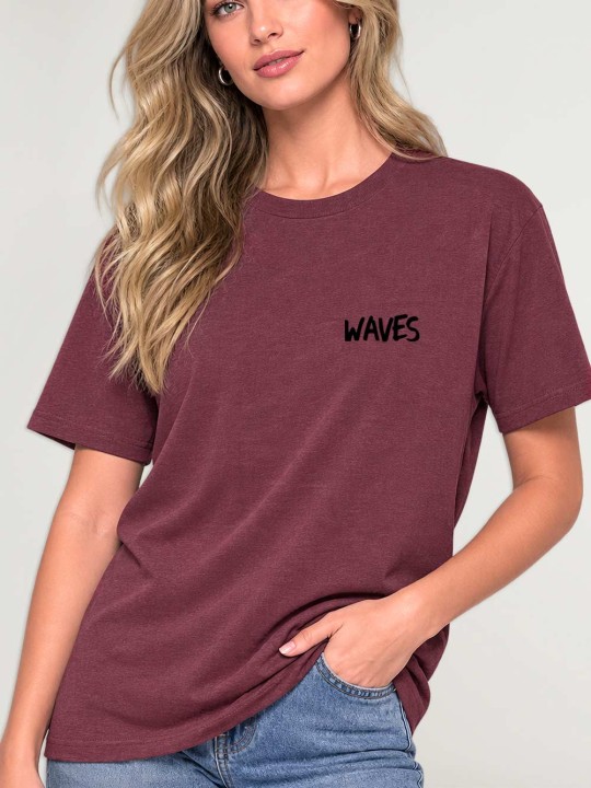 T-shirt Unisex Burgunderrot I Need Waves