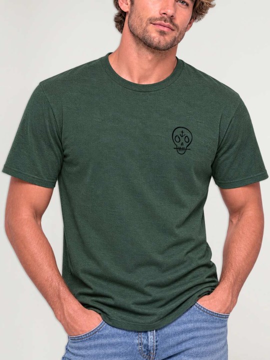 Men T-Shirt Green Calavera