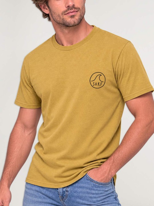 Camiseta de Hombre Mostaza Surf Logo