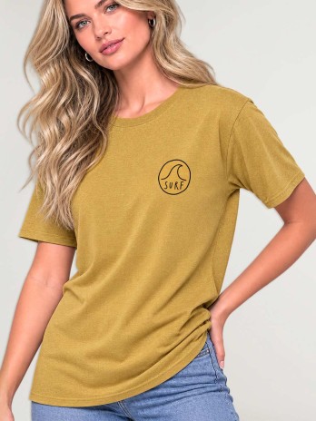 Camiseta Unisex Mostaza Surf Logo