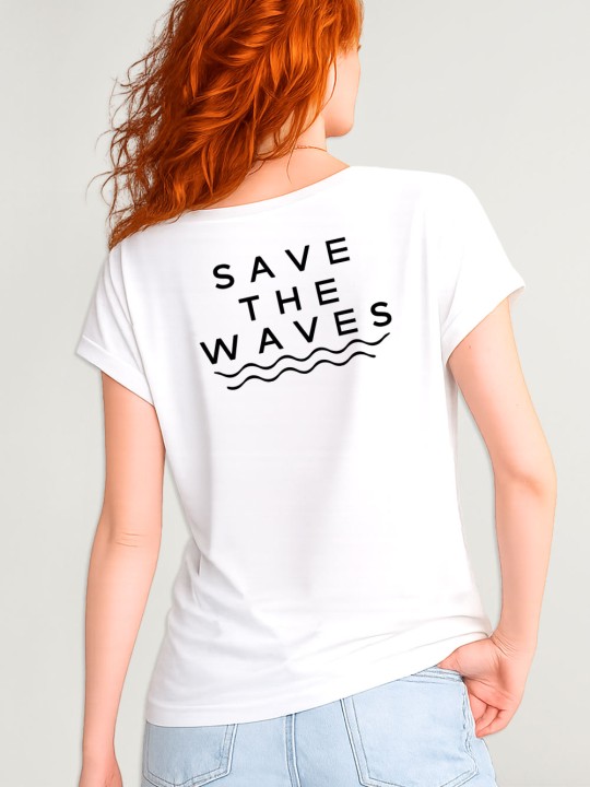 Camiseta de Mujer Blanca Backside Save The Waves