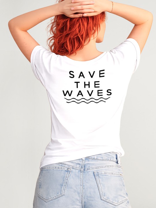 Camiseta de Mujer Blanca Backside Save The Waves