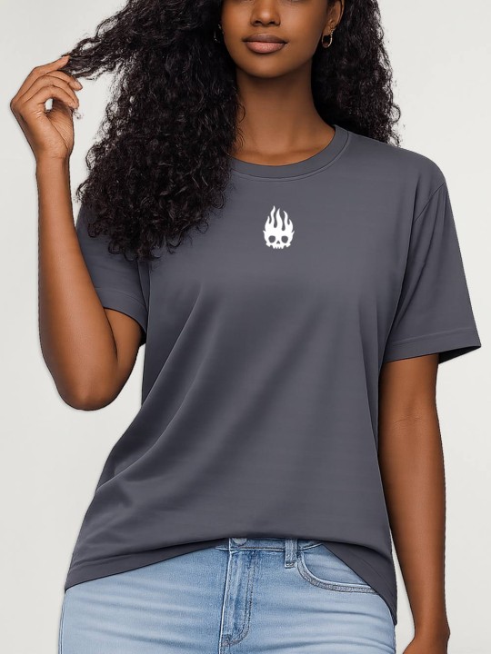 T-shirt Unisex Dark Lead Flame Skull