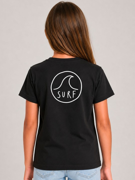 Camiseta de Niña Negra Surf Logo