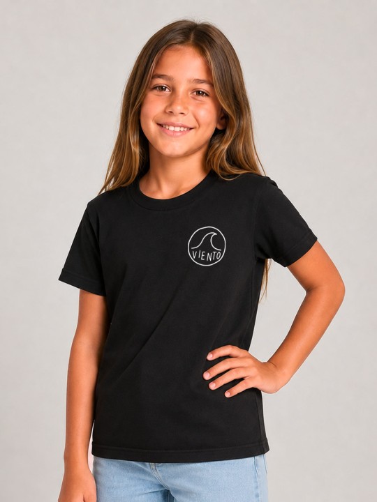 Camiseta de Niña Negra Surf Logo