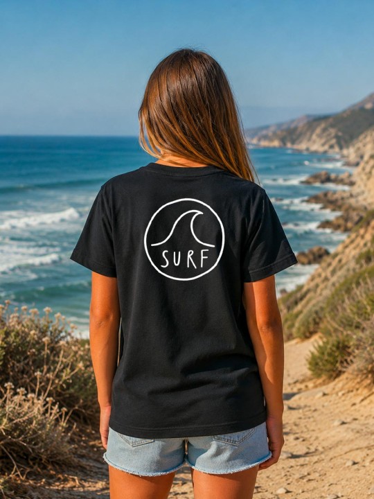 Girl T-shirt Black Surf Logo
