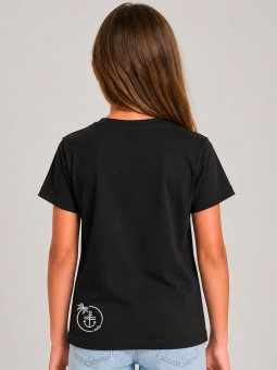 T-shirt Mädchen Schwarz Flame Skull