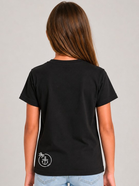 T-shirt Mädchen Schwarz Flame Skull