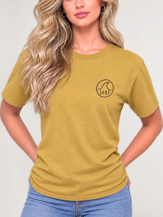 Camiseta Unisex Mostaza Surf Logo