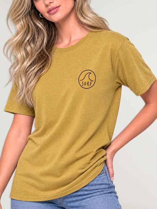 Camiseta Unisex Mostaza Surf Logo