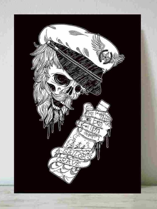 Illustrazione " The Drunk Skull Sailor BK "