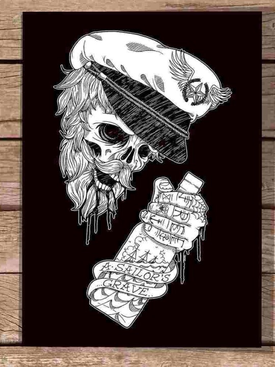 Illustrazione " The Drunk Skull Sailor BK "